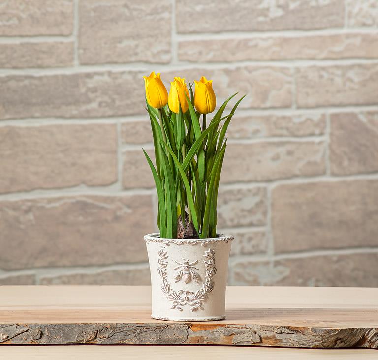 Small Emboss Bee in Crest Planter