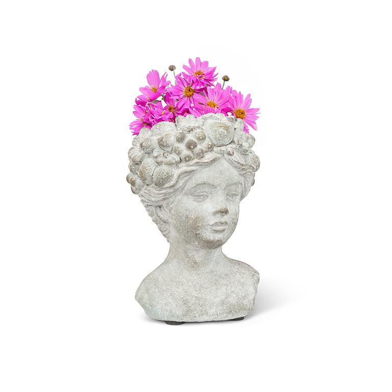 Extra Small Woman with Flowers &amp; Fruits Planter