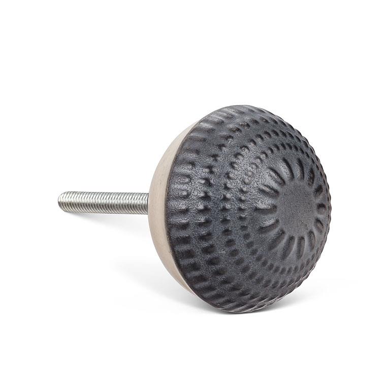 Embossed Ball Knob-Blk-1.5&quot;D
