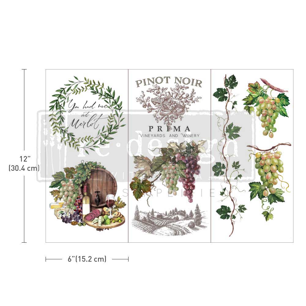 Decor Small Transfers® – Wine– 3 sheets, 6″x12″