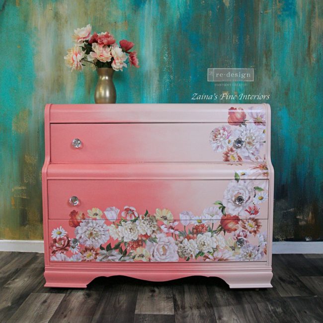 Decor Transfers® – Pretty In Peach – total sheet size 24″x35″, cut into 3 sheets