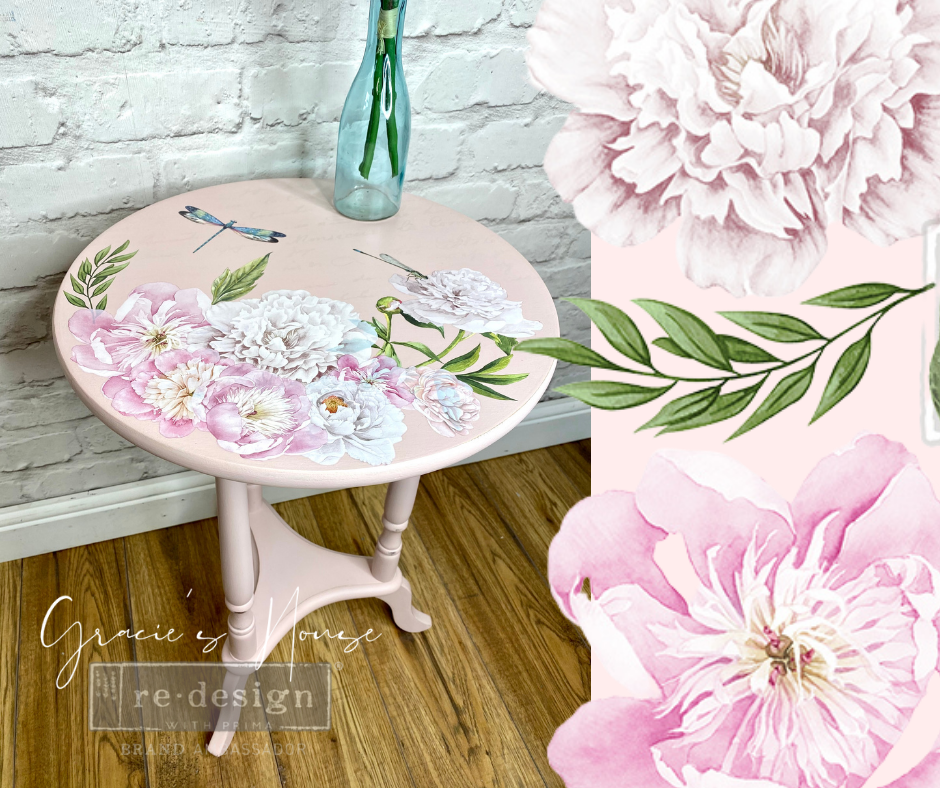 Decor Small Transfers® – Morning Peonies– 3 sheets, 6″x12″