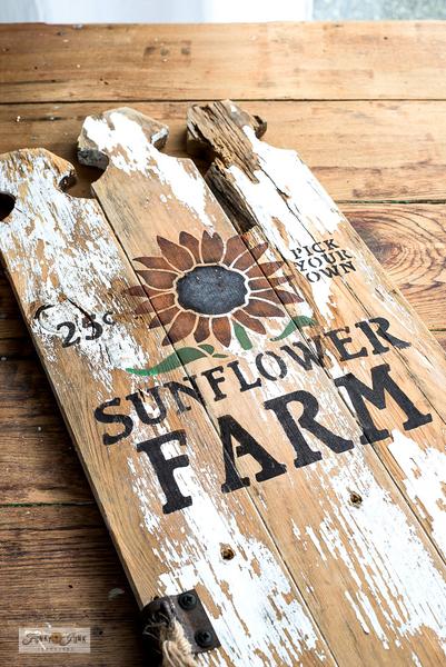 Sunflower Farm - 2 sizes by Funky Junk&#39;s Old Sign Stencils