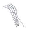Bent Straws with Brush- 5 Pieces-Silver