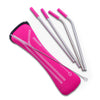 Assorted Straws &amp; Brush in a Case. 5 Pieces-Pink Case