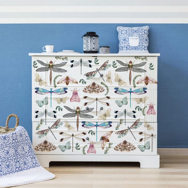 Decor Transfer by Redesign with Prima® – Riverbed Dragonflies – Total Sheet Size 24″X35″, CUT INTO 2 SHEETS