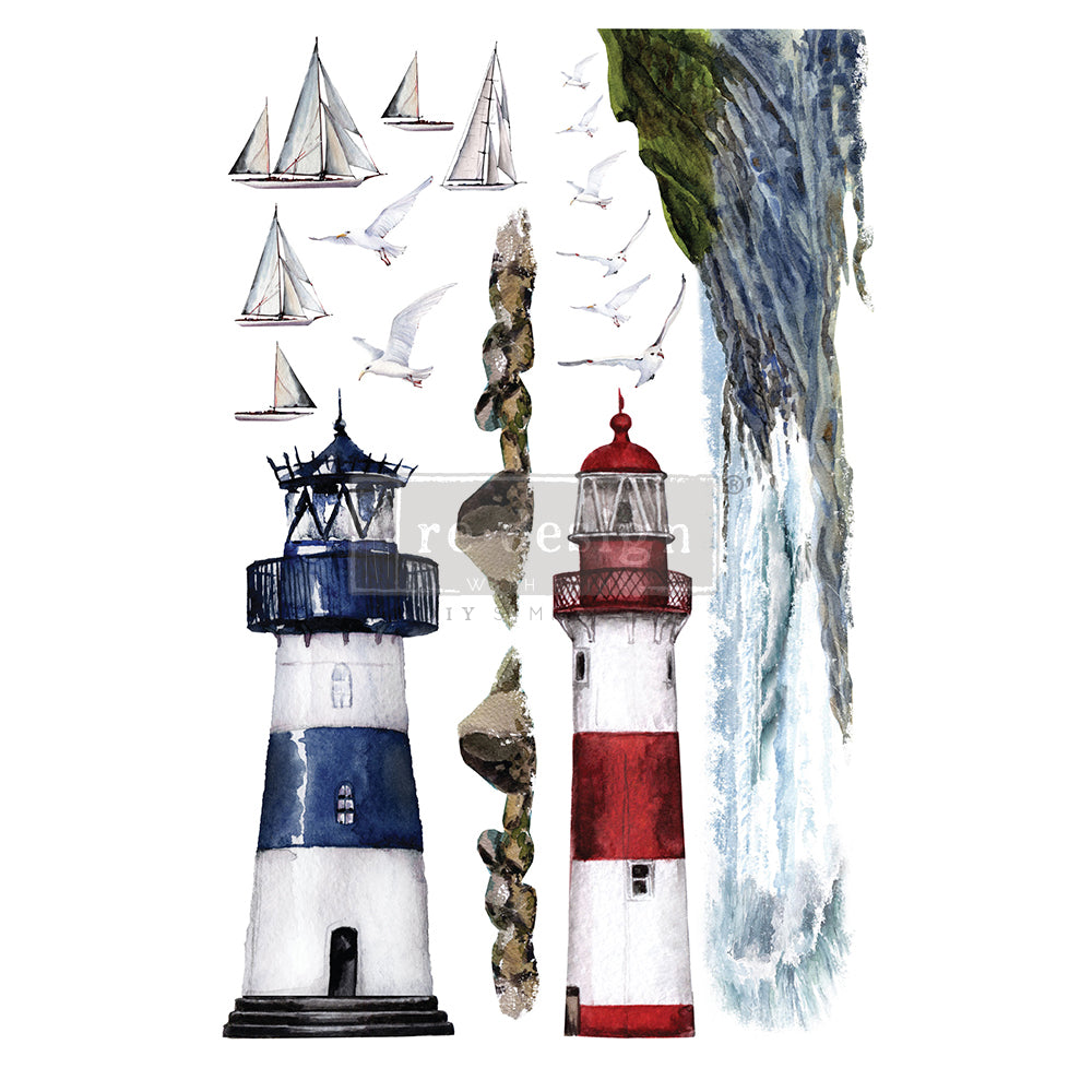 Redesign Decor Transfers® –Lighthouse – Total Sheet Size 24″X35″, Cut Into 2 Sheets