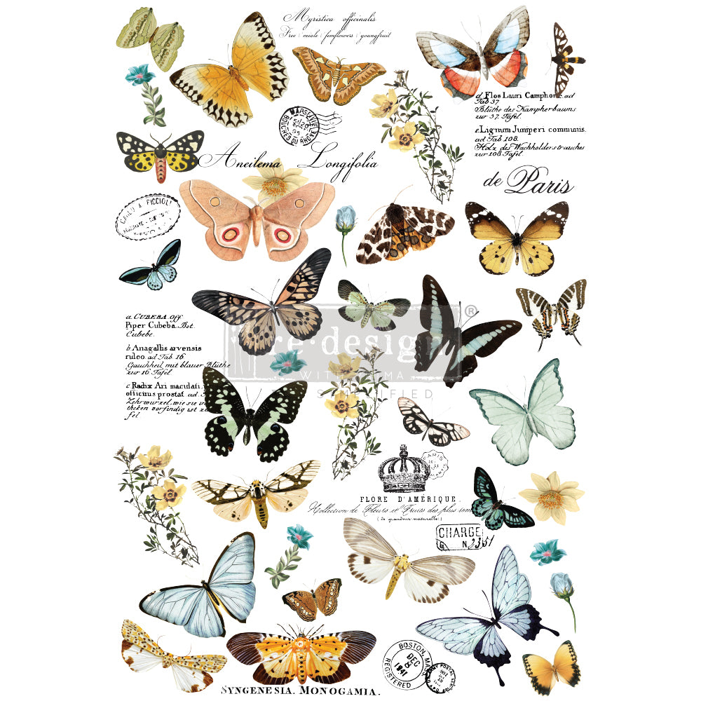 Redesign Decor Transfer® – Butterfly Dance – Total siz 24″X35″, CUT INTO 3 SHEETS