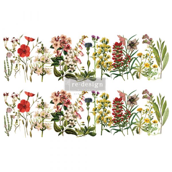 Redesign Decor Transfers® – The Flower Fields – total sheet size 24″x35″, cut into 2 sheets