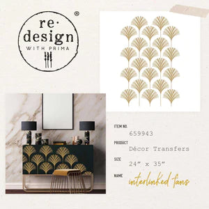 Decor Transfer by Redesign with Prima® –Interlinked Fans– Total Sheet Size 24″X35″, CUT INTO 2 SHEETS