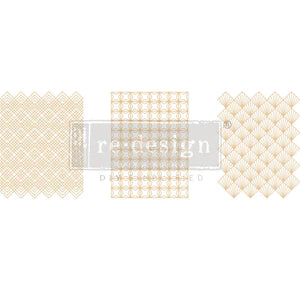 Decor Middy Transfers® -Golden Art Deco – 3 sheets,  8.5&quot; x 11&quot;.