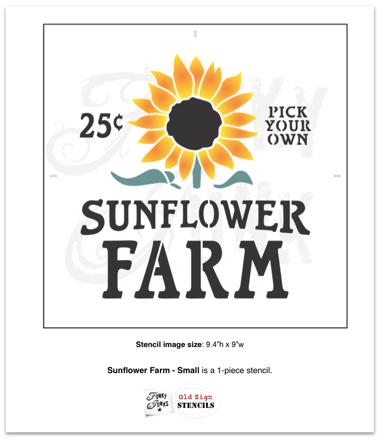 Sunflower Farm - 2 sizes by Funky Junk&#39;s Old Sign Stencils
