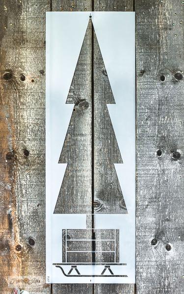 Tall Christmas Tree in Crate Stencil by Funky Junk&#39;s Old Sign Stencils