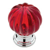 Chrome &amp; Acrylic Red Ridged Ball Knob - 1-1/4&quot;