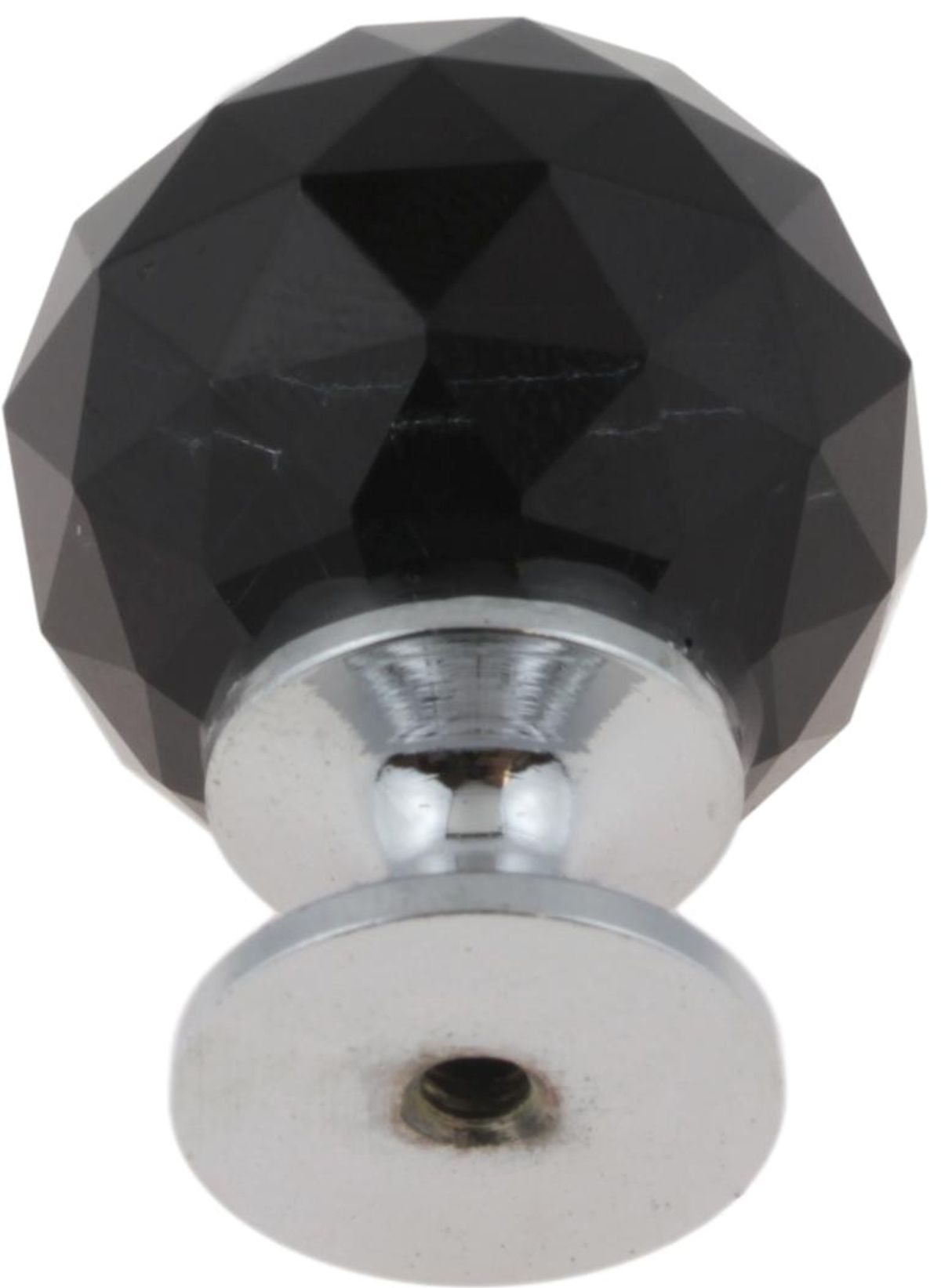 Faceted Glass Knob - Polished Chrome and Black P30779W-264-CP