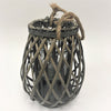 Willow Lantern with Rope Handle Grey