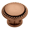 Rope Edged Knob - Red Brushed Copper 1-3/16&quot;